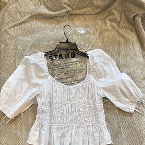 STAUD White Ruched Blouse